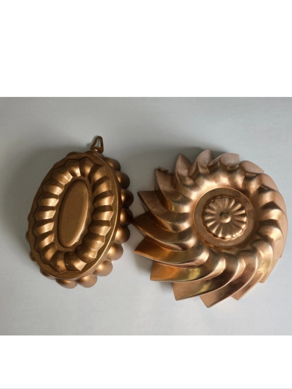 Copper Tone Aluminum Gelatin Jello Molds Lot of 2 Hang Wall Décor Vtg